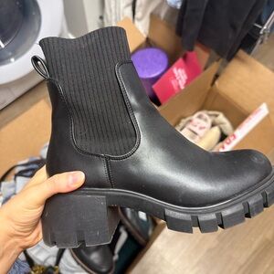 Steve Madden Black Chunky Ankle Boots